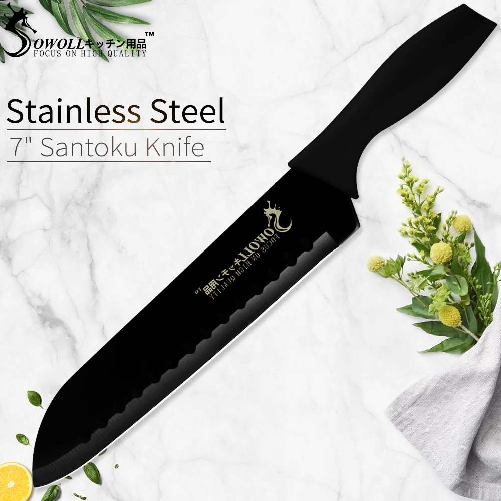 SOWOLL Santoku японские ножи шеф повара кухонный нож из нержавеющей стали