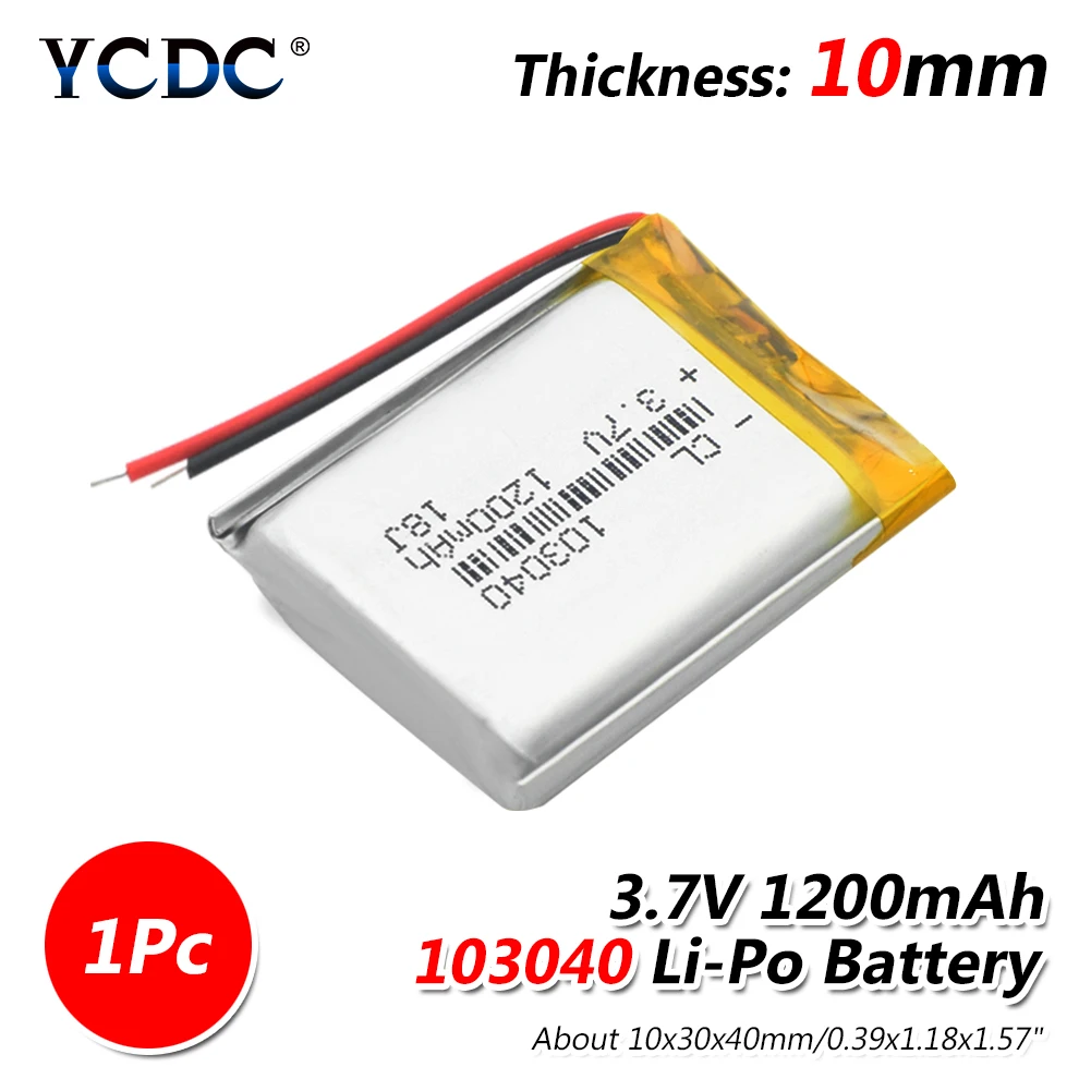 1Pc 3,7 V 1200mAh литий-полимерная LiPo аккумуляторная батарея 103040 для MP3 MP4 gps psp мобильный Видео игровой коврик электронная книга планшет 10*30*40 - Цвет: 1Pc