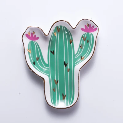 Cactus Креативная ручная тарелка с Фламинго кактус, керамическая тарелка для соуса, декоративная тарелка для еды, ювелирные подносы, кольца, браслет-держатель, креативный подарок - Цвет: Cactus