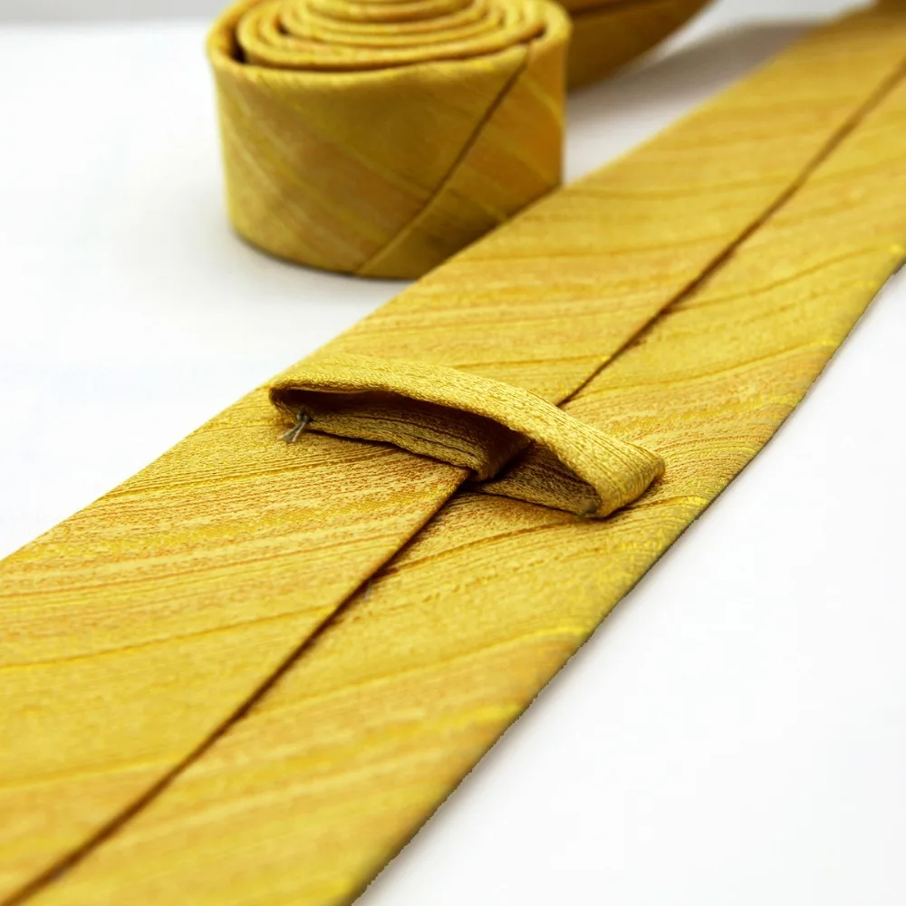 Оптовая продажа золотистые и желтые мужские галстуки в полоску Hanky 100% шелк