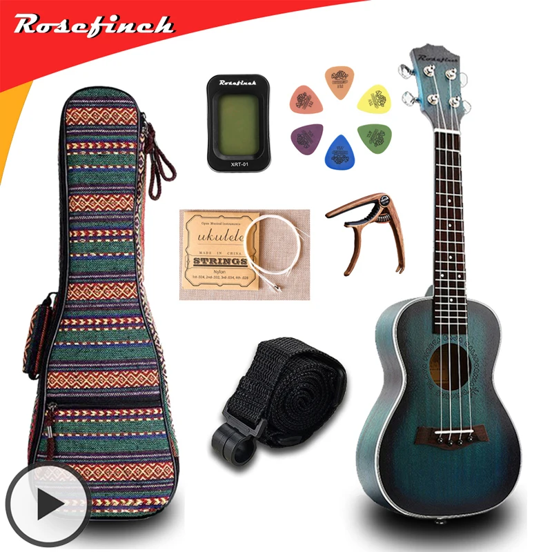 23 дюймов Гавайский мини гитарный тюнер Ukulele из красного дерева капо сумка струны