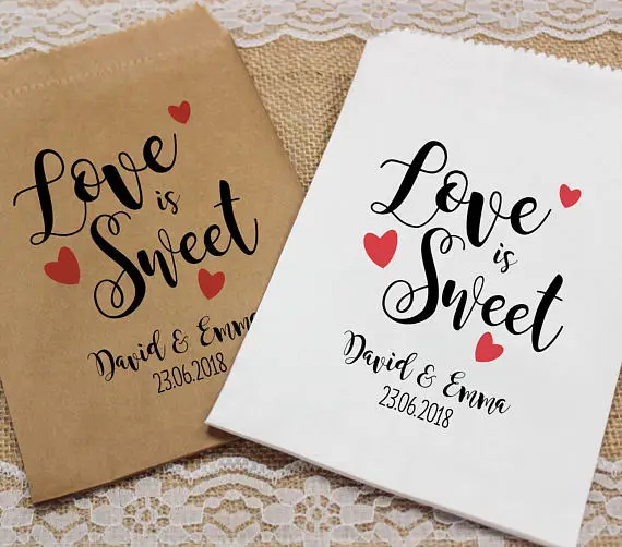 Индивидуальные пакеты LOVE IS SWEET для свадьбы попкорна конфет буфета сладостей дня