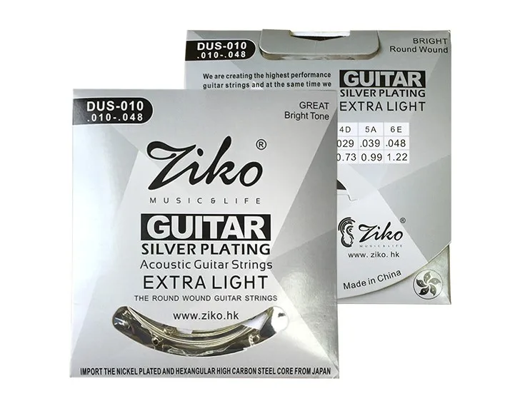 

Ziko DUS-010 011 012 High Grade Silver Plated Beginner's Acoustic Guitar Strings Set Extra Light Special 010-048 011-050 012-053