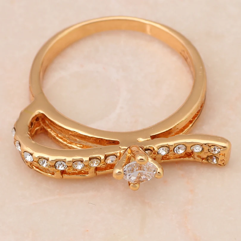 White Zircon Simple design Fashion Jewelry Gold tone Health Plating Element Ring sz #5.75 #6.75 JR1871 | Украшения и аксессуары