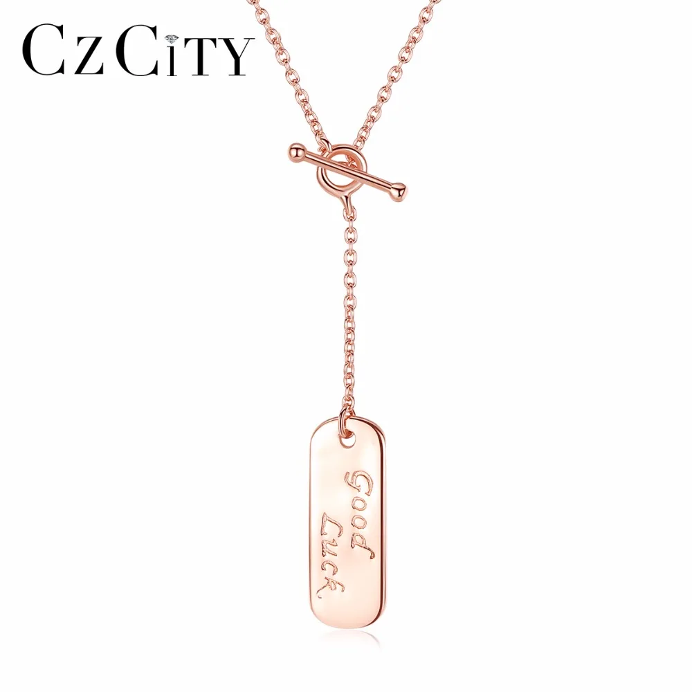 CZCITY, милая золотая пластина, 925 пробы, серебряная подвеска, ожерелье s, Женские Ювелирные изделия, зеркальная полировка, панк стиль, пластинчатая цепочка, ожерелье