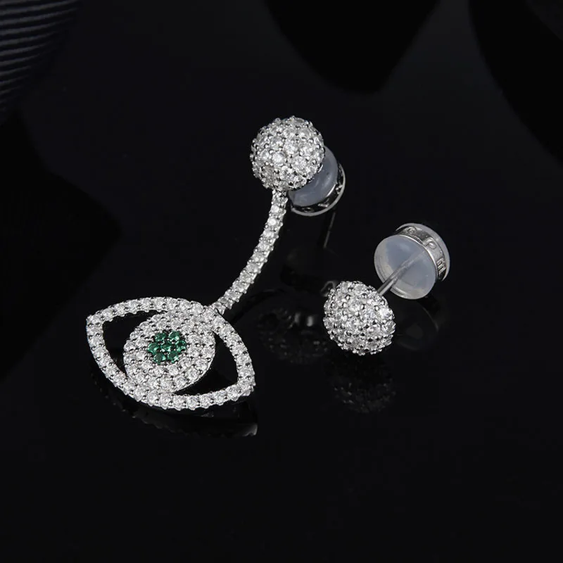 SLJELY Brand Design 925 Sterling Silver Mismatch Evil Eye AB Earrings Micro Pave Cubic Zirconia Stones Women Luxury Jewelry | Украшения и