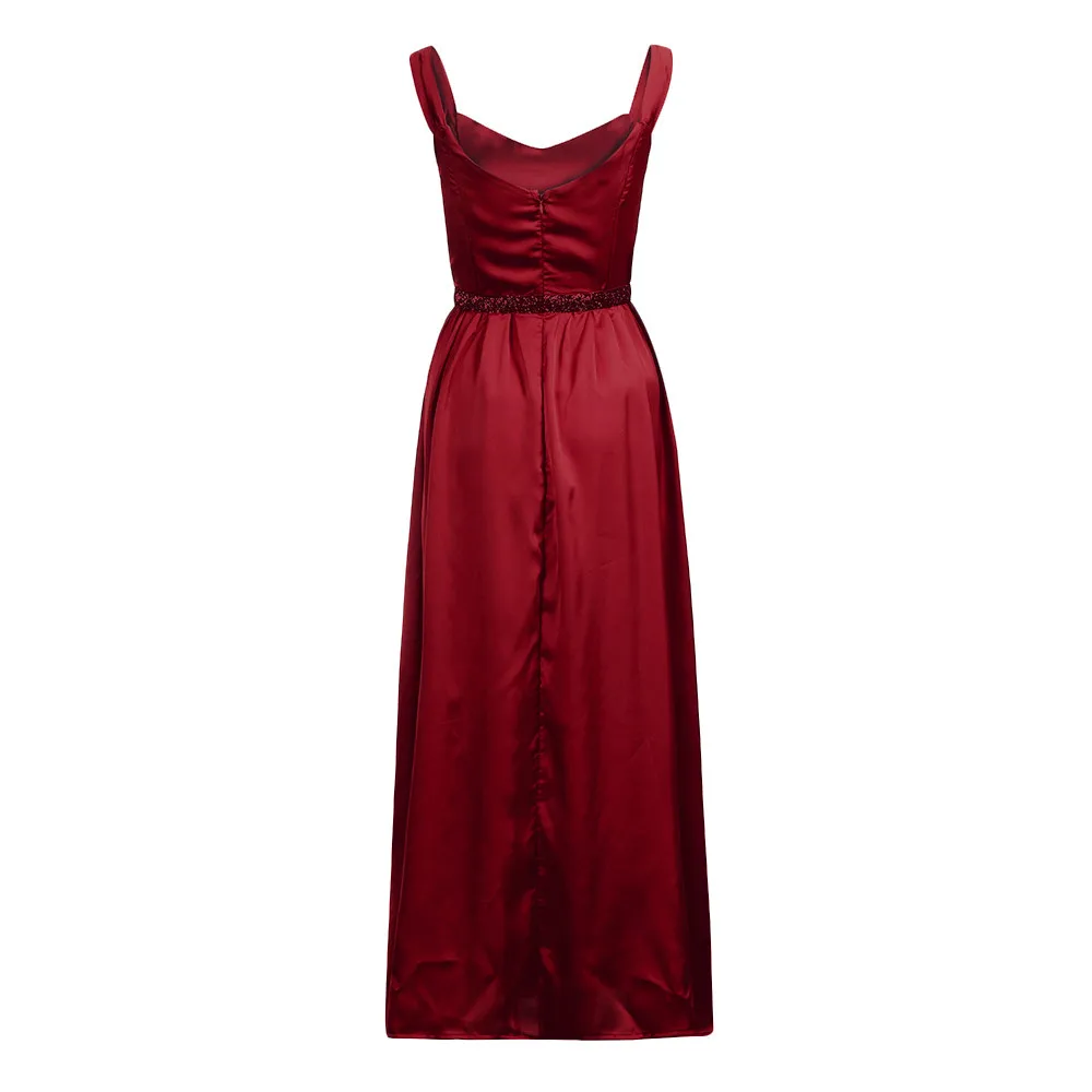 Модное женское сексуальное вечернее платье без рукавов vestido однотонное