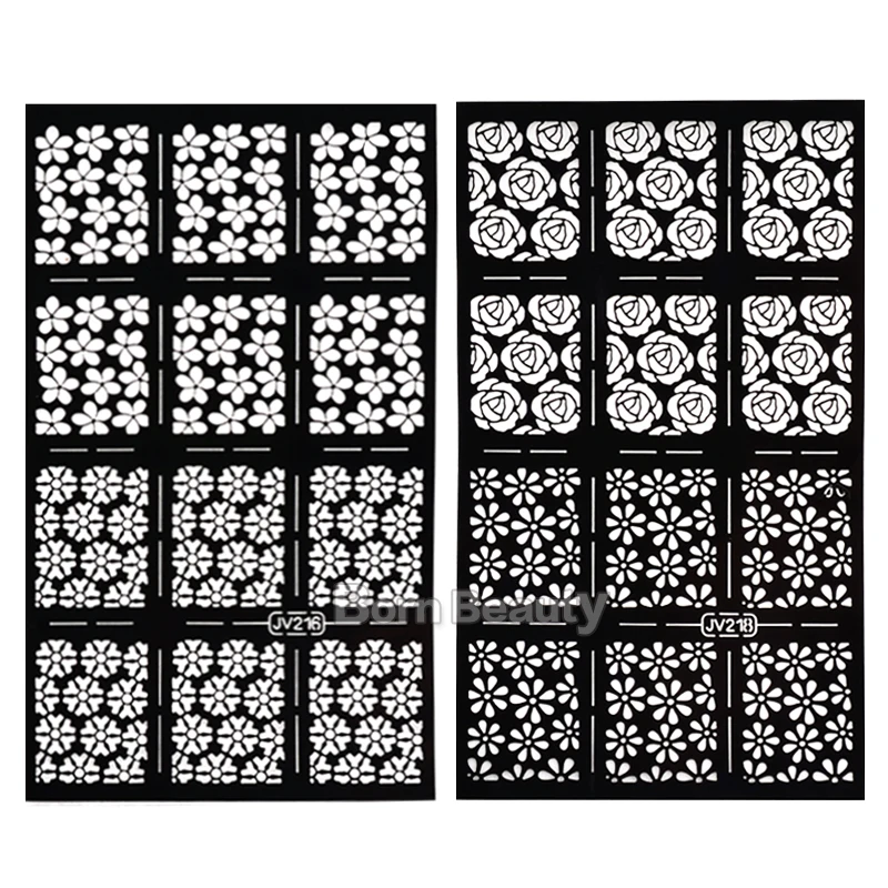 1 лист новые многоразовые стемпинг для украшения ногтей полые черные шаблоны