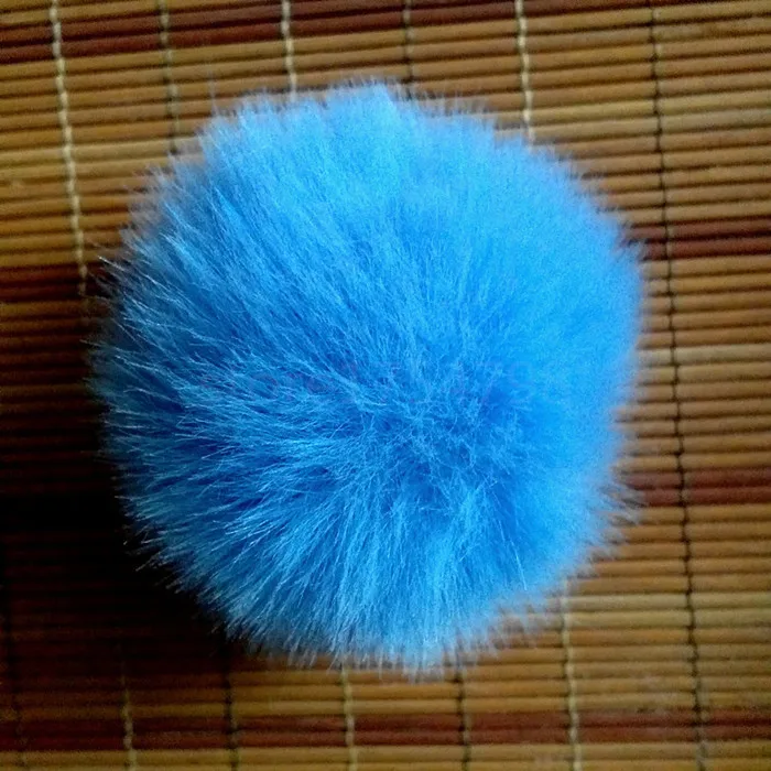 Sky Blue 12 шт./партия, новые модные милые разноцветные Помпоны из искусственного меха ручной работы, украшения с помпонами, аксессуары, подвеска на цепочке - Цвет: Sky Blue