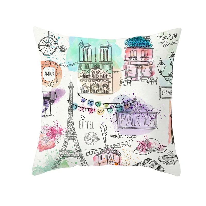 mling 1PC Notre Dame De Paris Art Printed Church Gothic Building Polyester Decorative Pillowcases Pillow Cover Pillow Case