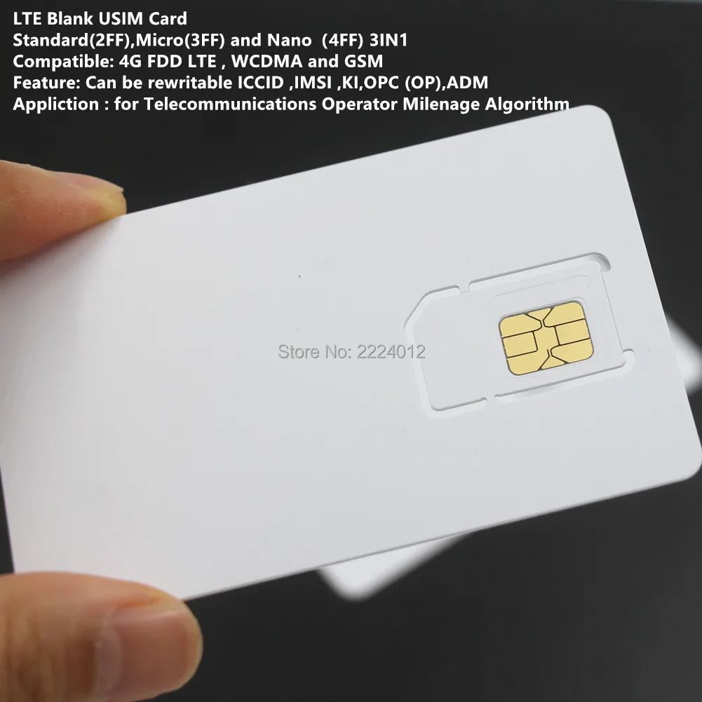 SIM usim-карта 4G LTE WCDMA GSM пустая мини нано микро записываемая программируемая sim-карта для оператора алгоритм Milenage