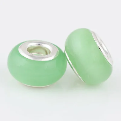 10 шт. в партии светло-зеленые опаловые серебряные бусины натуральный камень