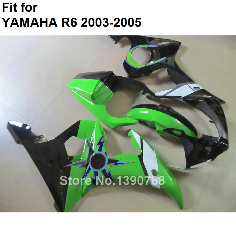 Кузовов обтекатель комплект для YAMAHA R6 2003 2004 2005 зелено-черные Обтекатели YZF 03 04 05 HZ56