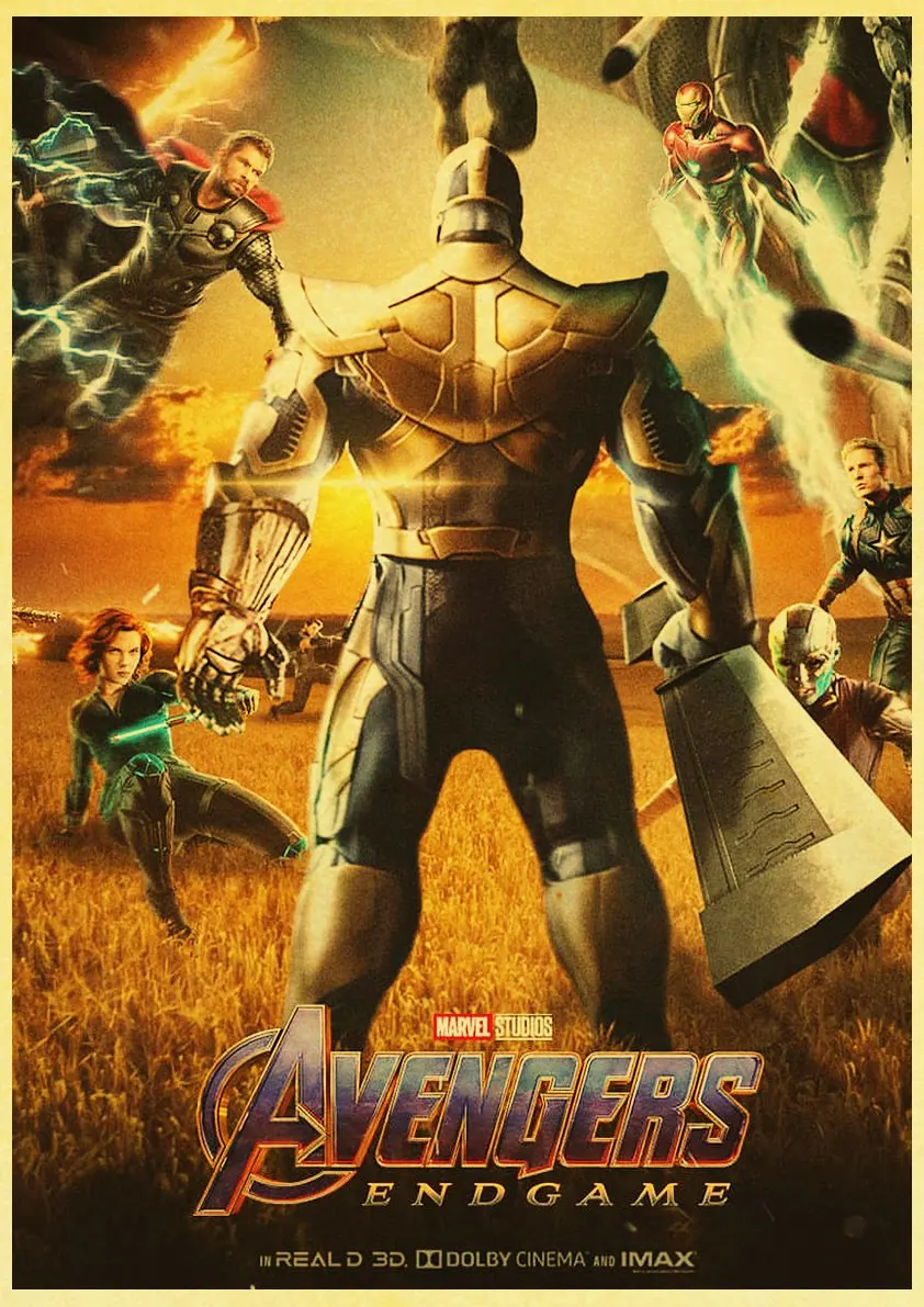 E142 Постер из крафт-бумаги с героями фильма Marvel, Мстителями, супергероями, ретро постером и принтами, наклейка на стену для кафе и комнаты, художественная живопись - Цвет: E142
