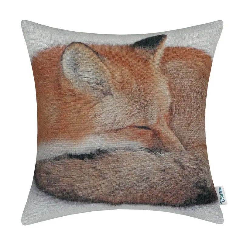 2PCS CaliTime Decorative Pillows Shell Cushion Cover Home Sofa Car Fox Sleeping 18&quot X (45cm 45cm) | Дом и сад