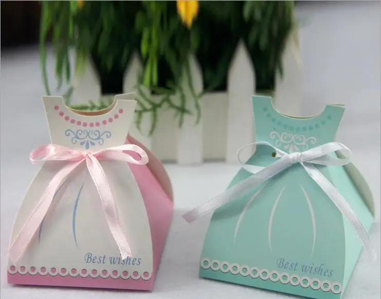 

European creative personalized candy box wedding package 100pcs pink and bule