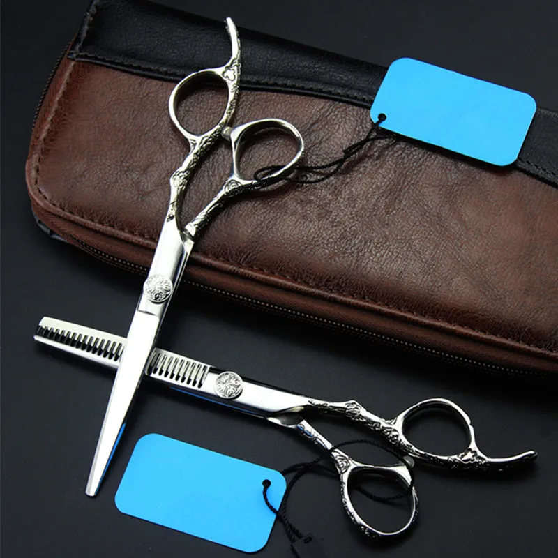 

Upscale professional japan 440c steel 6 inch plum hair scissors cutting barber makas salon thinning shears hairdressing scissors