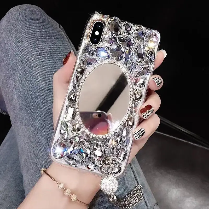 ORYKSZ Luxury Bling Glitter Mirror Phone Case For iPhone X 8 7 6 6s Plus Handmade Diamond Cases XS MAX XR Cover | Мобильные телефоны