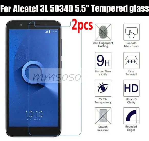 Закаленное стекло для Alcatel 3L 5034D 5 дюйма 2 шт. защитная стеклянная пленка 3 L