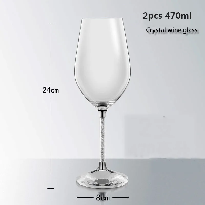 2pcs 470ml Европейский роскошный хрустальный Алмазный Кубок для шампанского бокал для вина Романтические свадебные бокалы Подарочная коробка вечерние посуда для напитков - Цвет: 2pcs 470ml