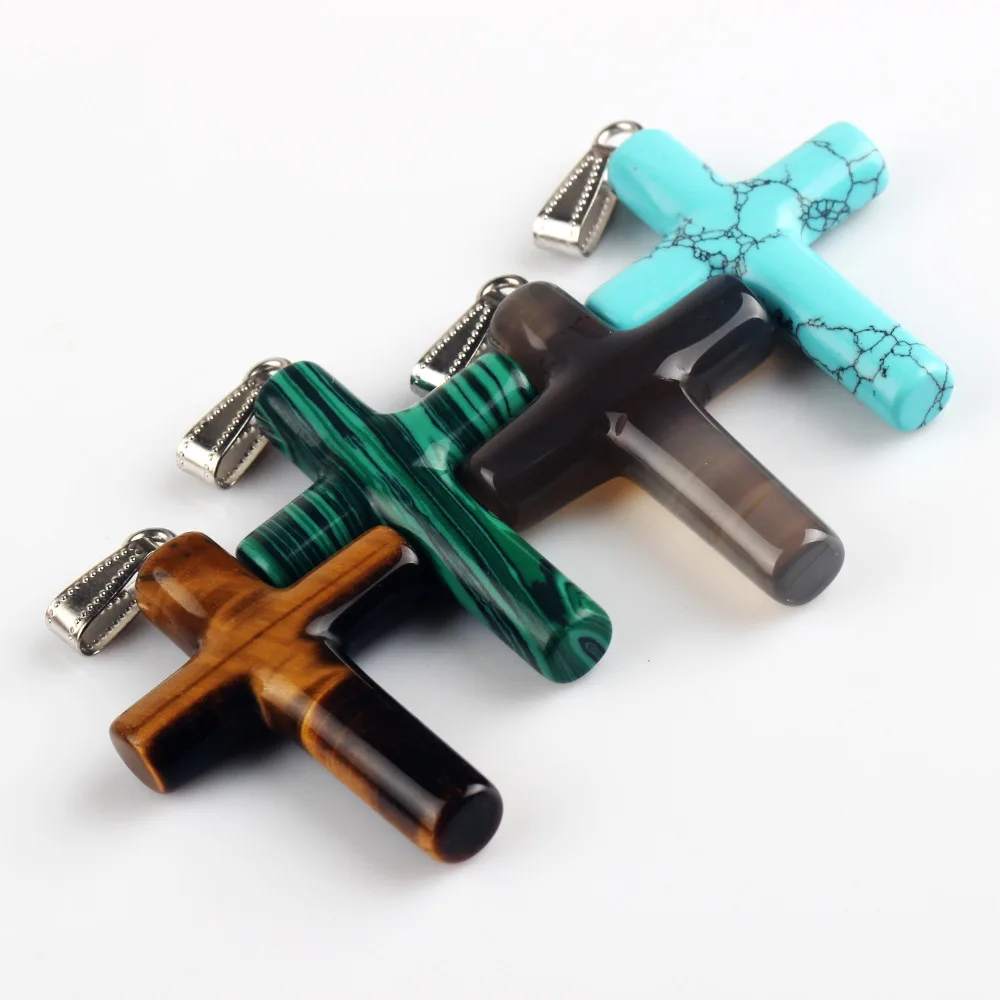 Тигровый глаз естественный серый малахитовый крест подвески пенделя для исцеления через чакры камень Рейки для украшений на шею Бесплатный мешочек.