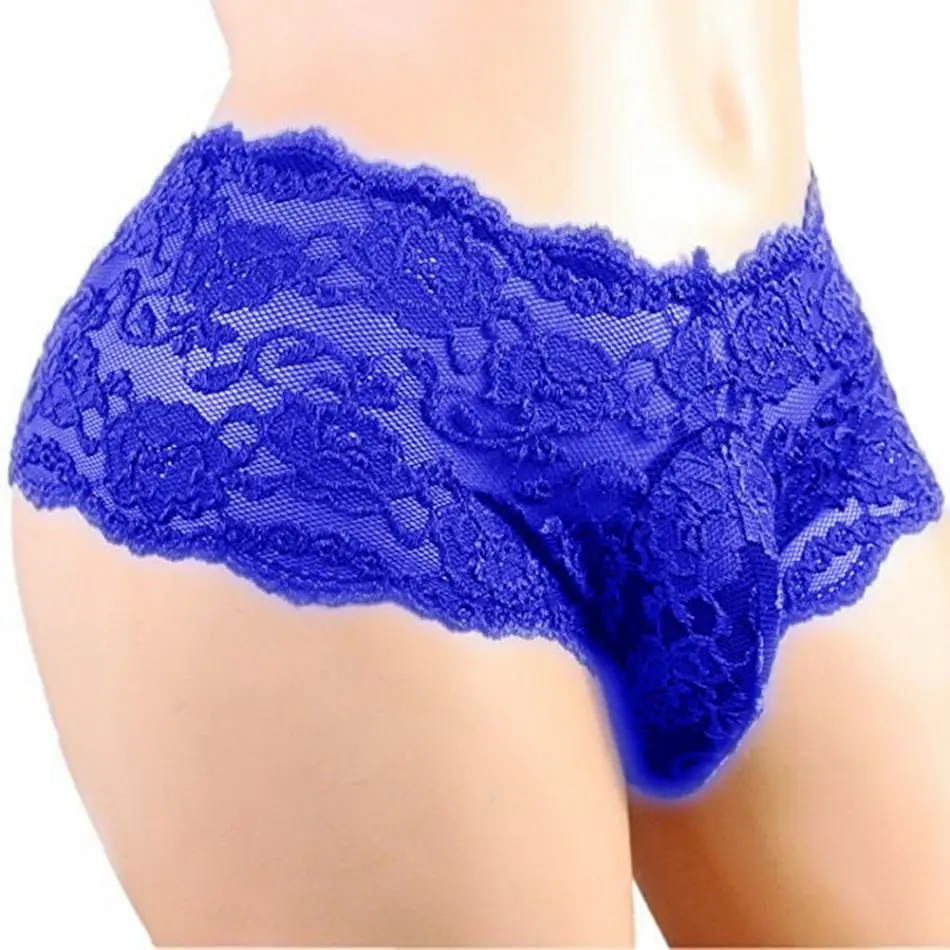 Men Boys Sexy Floral Lace Underwear Polyester Breathable Shorts Briefs Underpants Erotic Gay Mens Lingerie UnderPants