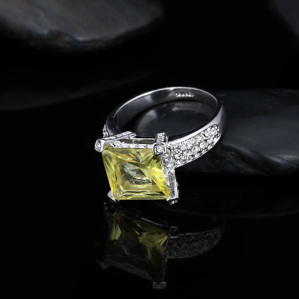 11 мм желтое кольцо из сплав для женщины модные ювелирные изделия с родированим