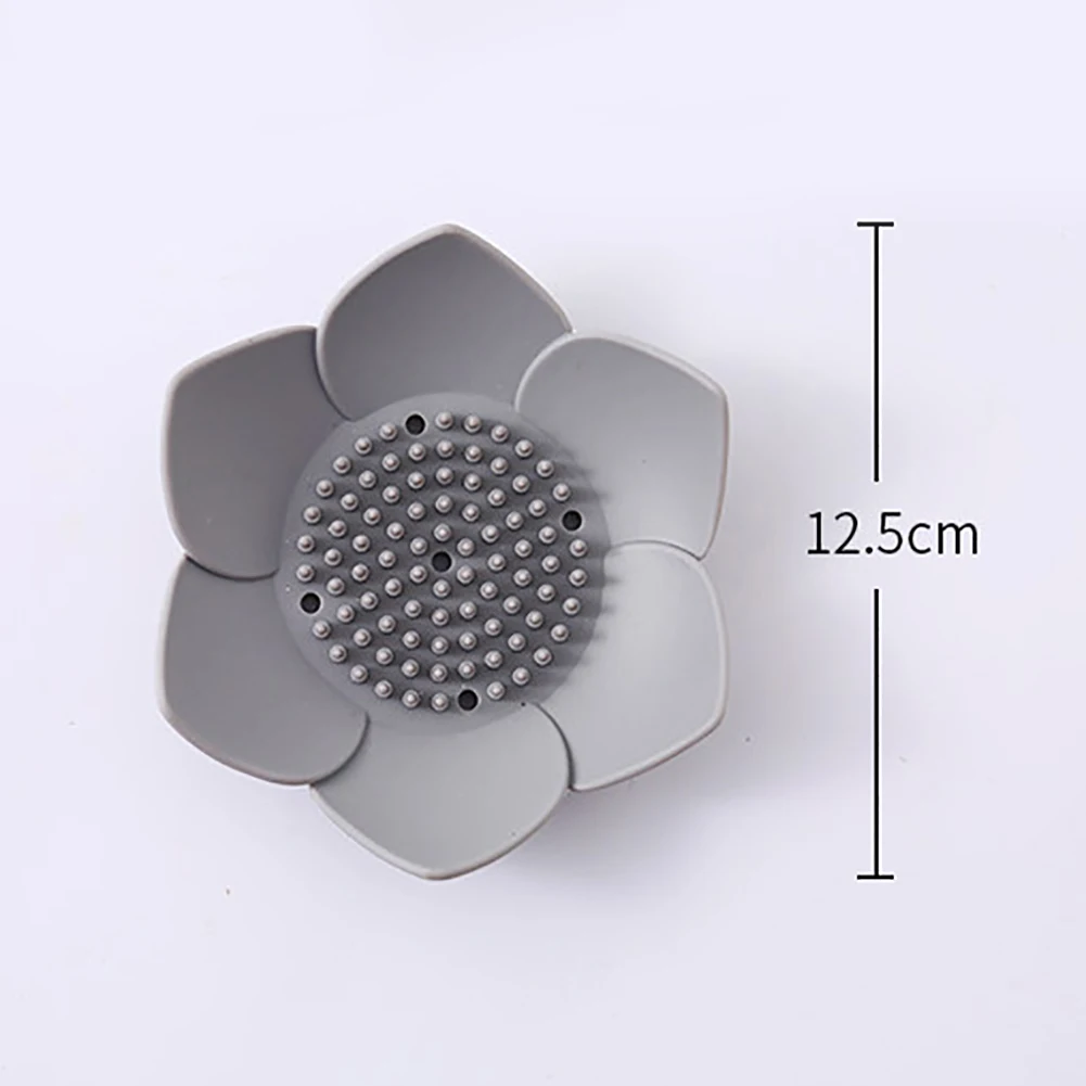 Holder Storage Shower Bathroom Supplies Soap Box Container Flower Shape Accessories Silicone Dish Hollowed Drain Anti Slip Home