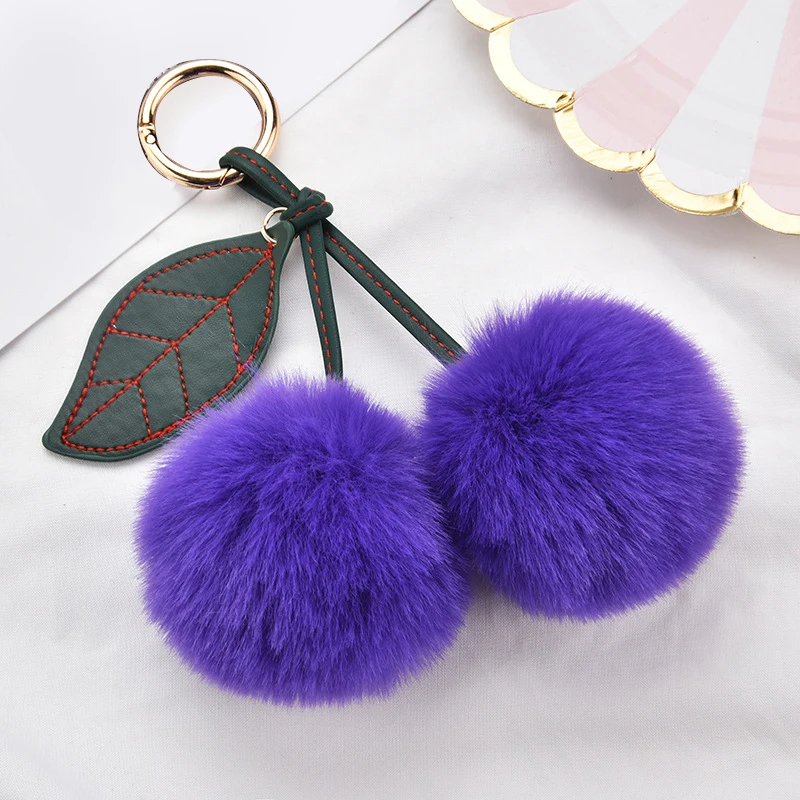 Модный новый милый пушистый брелок для ключей из искусственного кроличьего меха