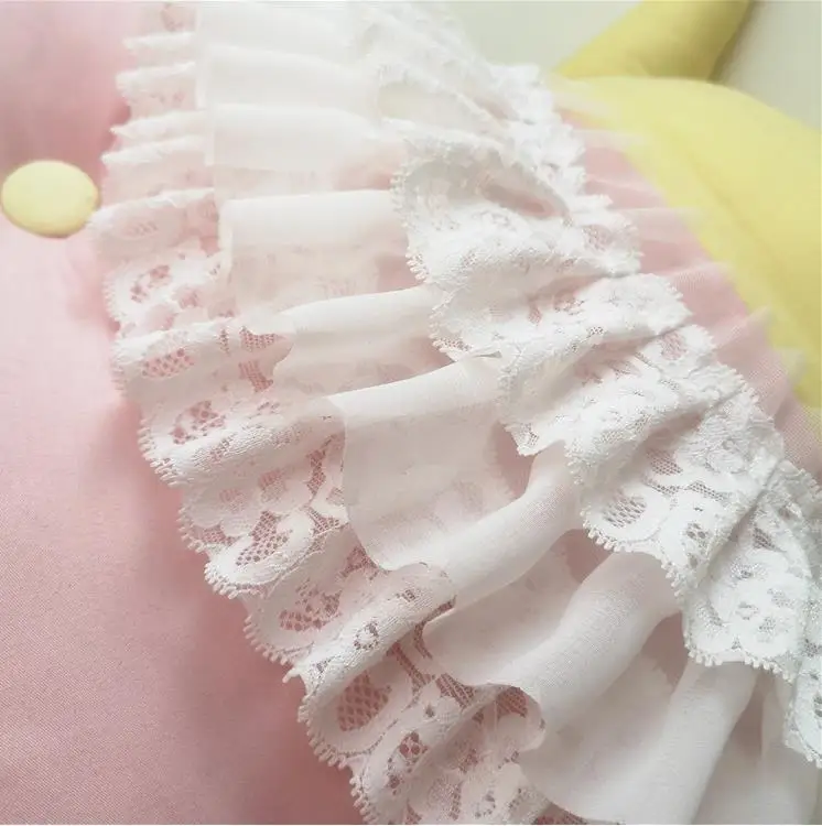 3Yard/Lot Black white pink three-layer chiffon lace trim pleated cuffs Doll skirt wedding diy fabric accessories | Дом и сад