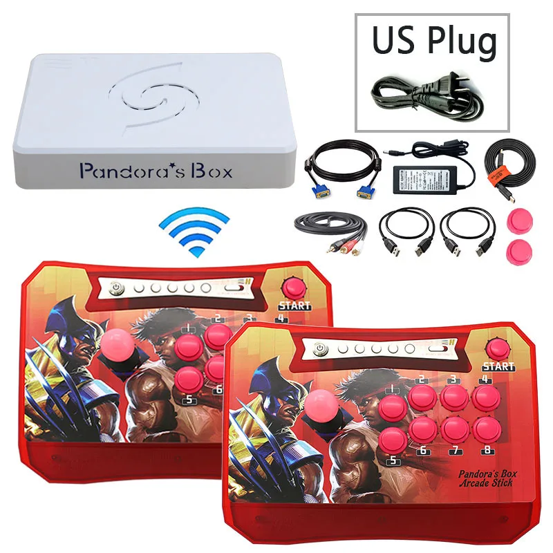 2P 2 red US plug Ящик Пандоры 6 1300 в 1 беспроводный игровой контроллер Поддержка fba mame ps1 аркадная игра аркада джойстик борьба игровой контроллер комплект 3d - Цвет: 2P 2 red US plug