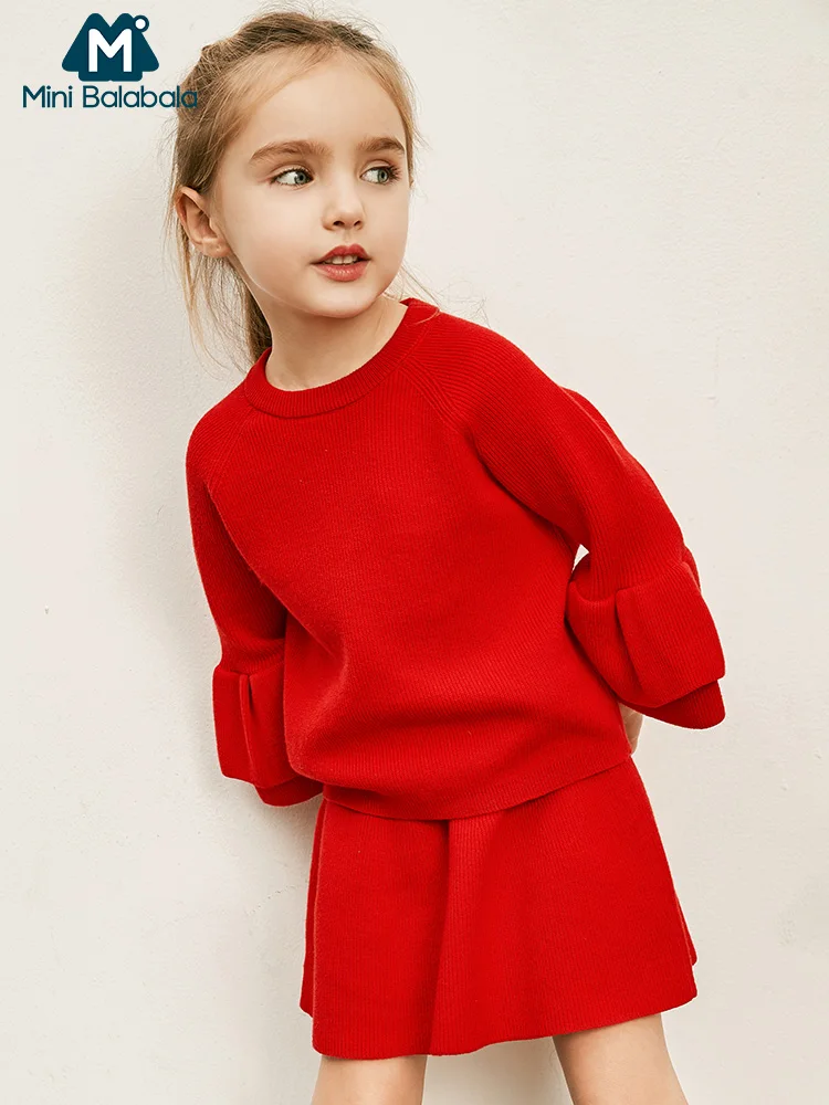 Трикотажная одежда Minibalabala для девочек футболка с длинными рукавами + юбка новая