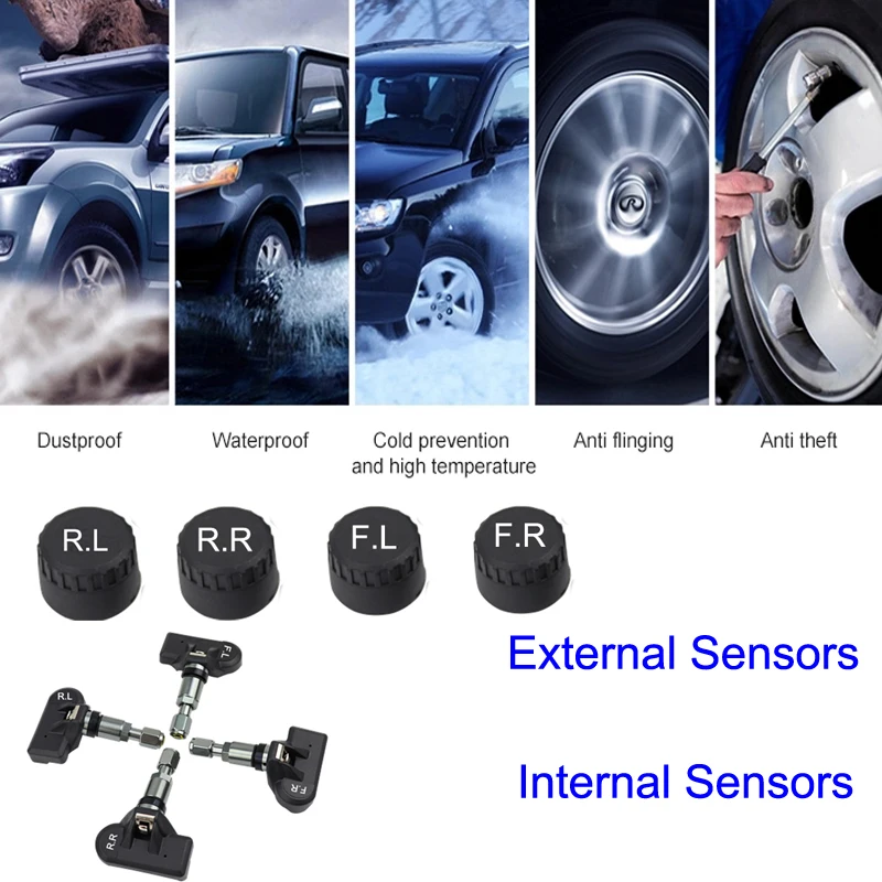 Система контроля давления в шинах, датчик Tpms, солнечная автомобильная система безопасности, интеллектуальное управление шинами, беспроводной 4 колеса, внешний датчик, сигнальное предупреждение
