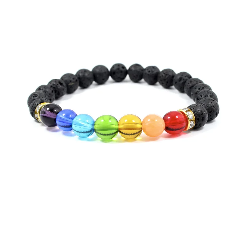 

Wholesale Lava matte Stone Beads 7 Chakra Healing Balance Stone Bracelets Feminino Yoga Reiki Prayer male female Bracelet