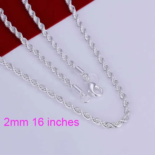 Hot sale! free shipping 925 silver necklace fashion jewelry Shine Twisted Line 2mm 16 inches Necklace N226-16 | Украшения и