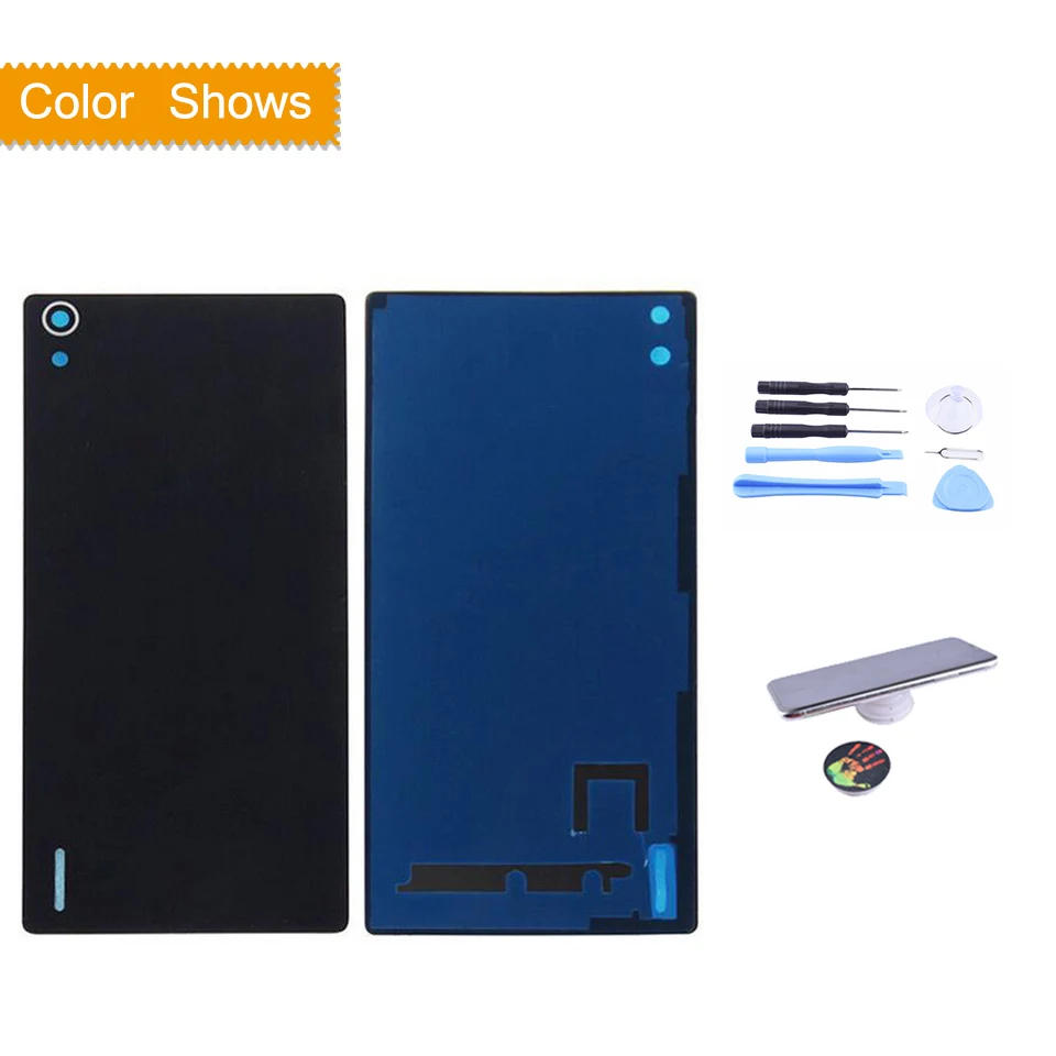 black with gift Для huawei ASCEND P7 P7-L10 P7-L00 P7-L05 София Корпус Батарея на заднюю крышку чехол задняя дверь шасси-бампер для мобильного телефона Стекло - Цвет: black with gift