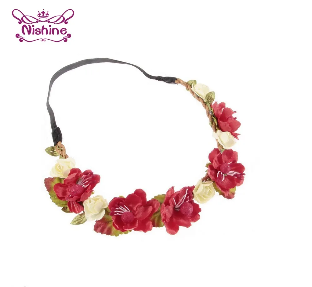 Nishine Boutique/гирлянда с искусственным цветком для маленьких девочек, детские цветочные анадемы, аксессуары для волос, венки, реквизит для фотосессии