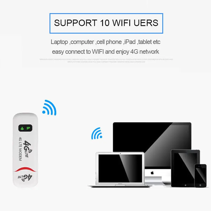 4G WiFi модем LTE USB точка доступа беспроводной Sim-ключ для Windows Mac OS B1/B3/B7/B8/B20 |