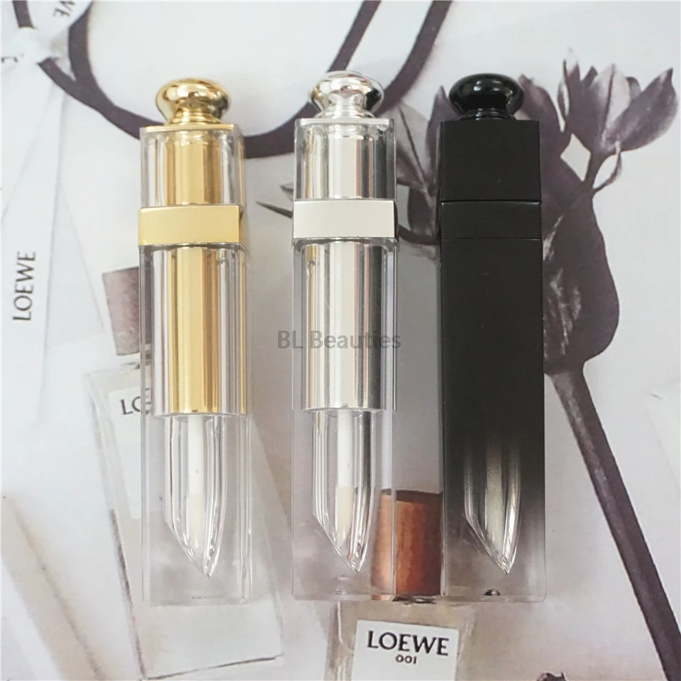 

Empty Square Lip Gloss Tube Plastic Elegant Gold Silver Black Lip Gloss Container Elegant Lipgloss Bottle Cosmetic Packing