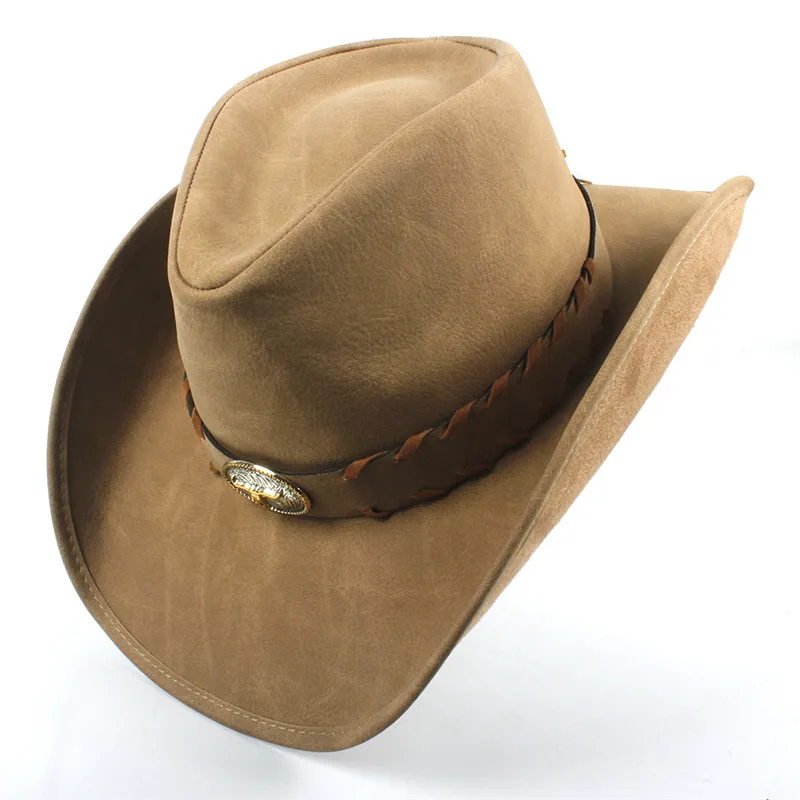 Ковбойская шляпа в западном стиле для женщин и мужчин кожаные кепки Sombrero Hombre Jazz с