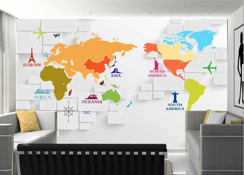 3D фрески на заказ индивидуальная карта мира обои для гостиной дивана телевизора