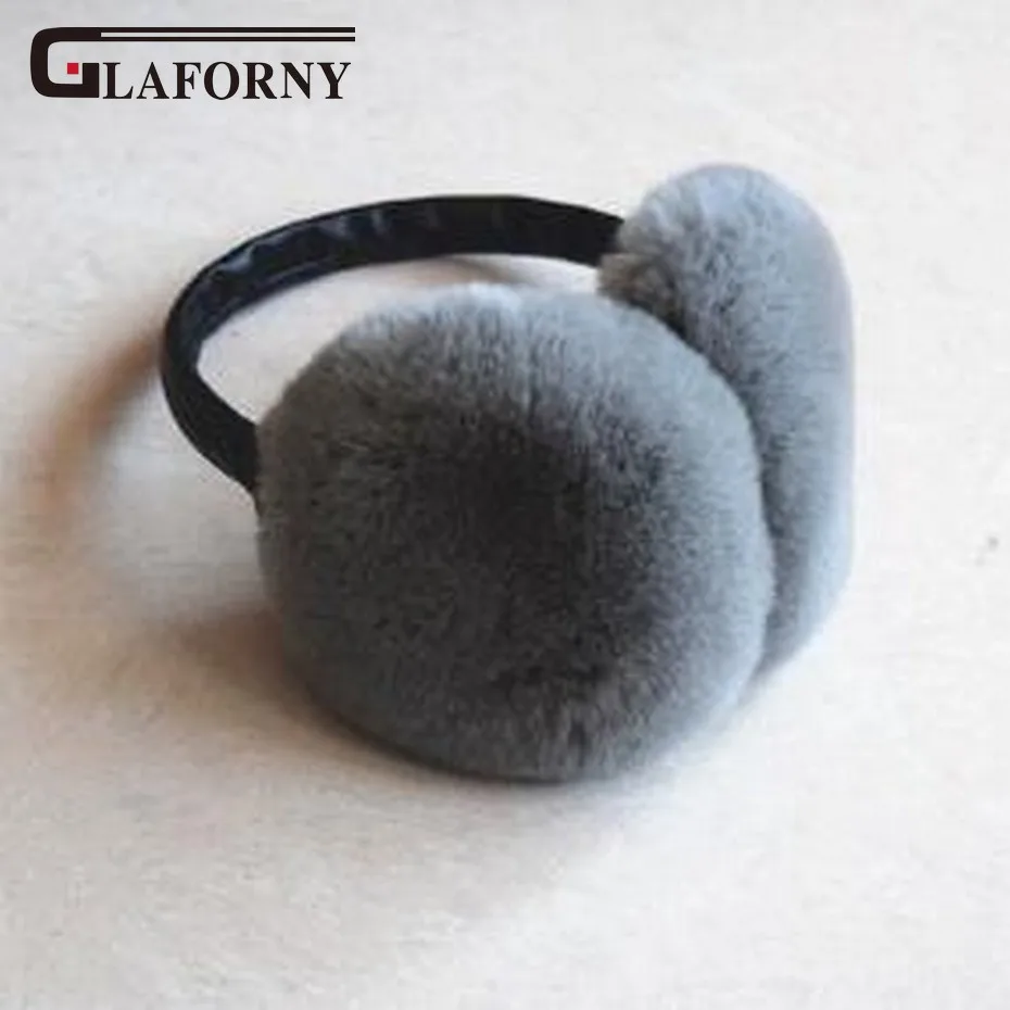 Glaforny wo мужские наушники для русской зимы из натурального кроличьего меха, мужские теплые модные наушники из натурального меха, детские меховые наушники для девочек - Цвет: dark grey