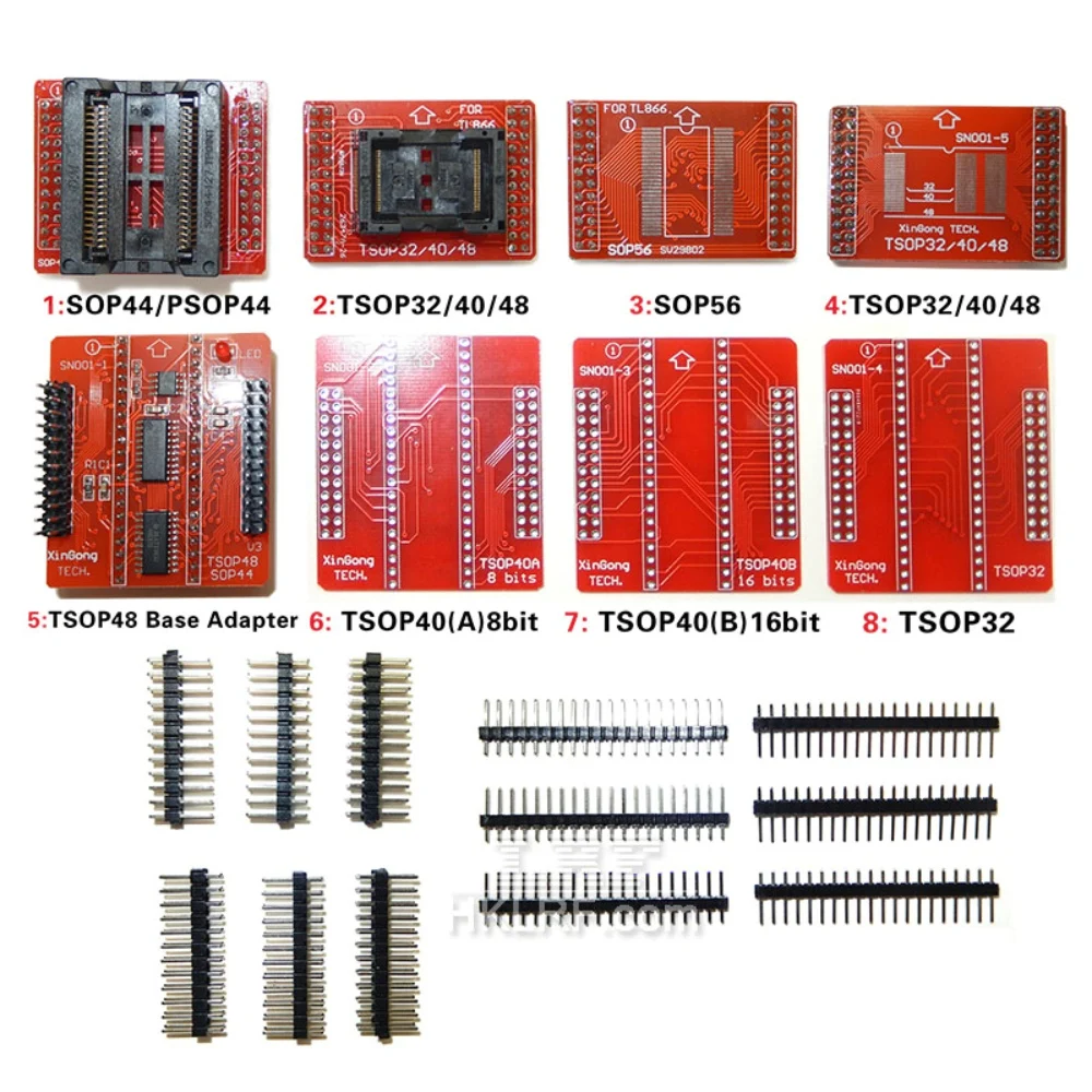 8 шт. TSOP32 TSOP40 TSOP48 SOP44 SOP56 набор адаптеров для MiniPro TL866A TL866CS TL866II Plus USB Универсальный