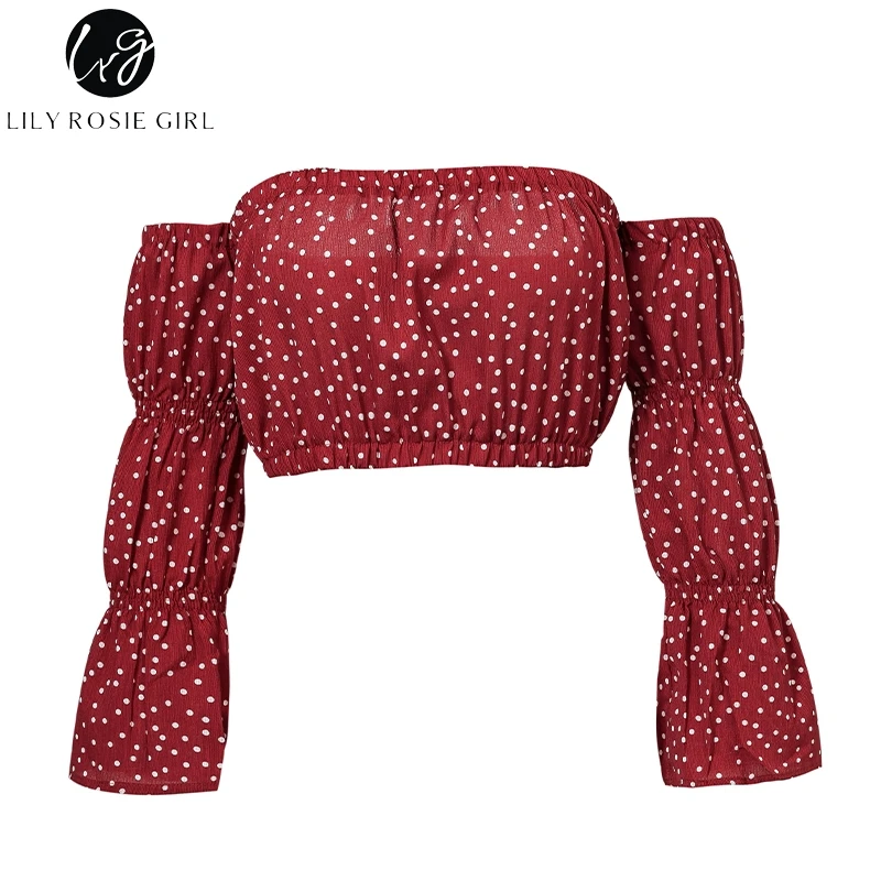 Lily Rosie девушка без бретелек Сексуальная короткая блузка рубашка Boho с длинным