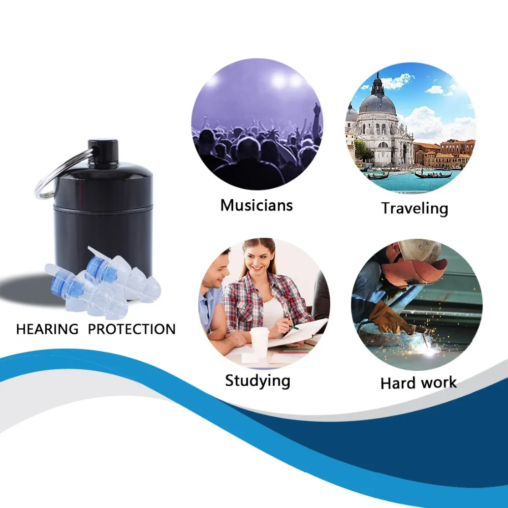 Затычки для ушей шумоподавление музыкальные затычки защита слуха многоразовые