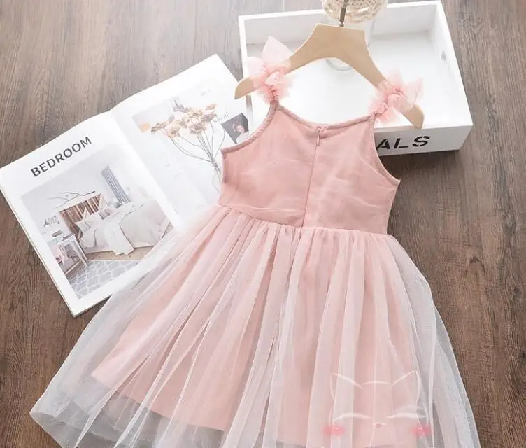 2019 Summer Blingbling Mesh Sling Dresses For Kids Baby Princess Sweet Pink Blue Dress 6 pcs/lot Wholesale | Детская одежда и