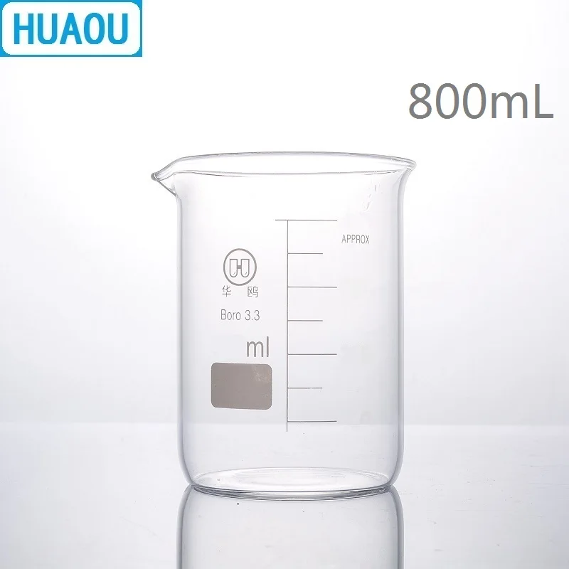 Стеклянная Мензурка HUAOU 800 мл низкая форма боросиликат 3 стекло с градиентом и