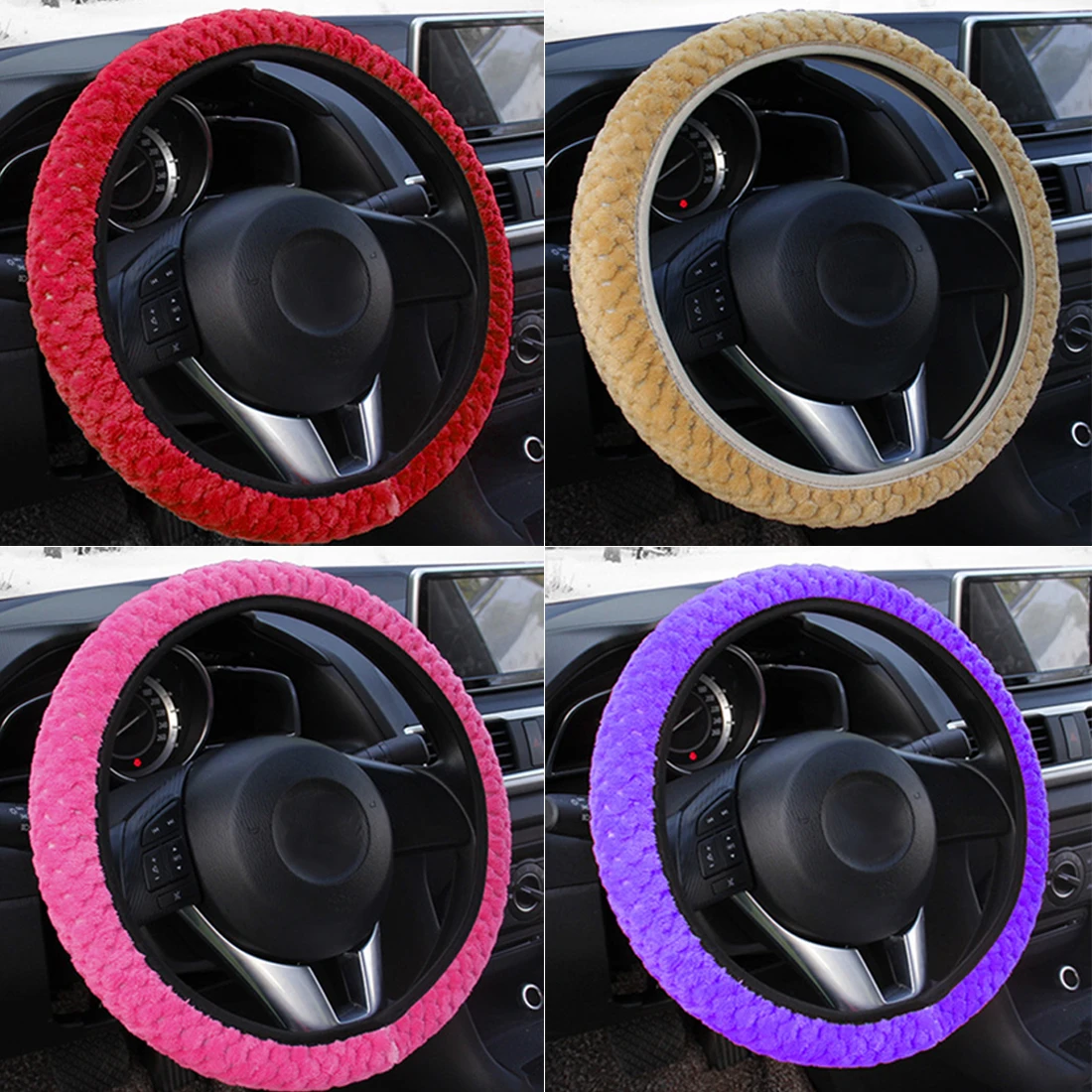 Новое поступление плюшевый чехол рулевого колеса автомобиля зимний маленький