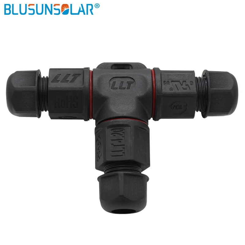 

Rohs 5 pcs T-shaped 3-way waterproof connector 2 pin3 Pin 250V 20A IP67 male and female electrical connector