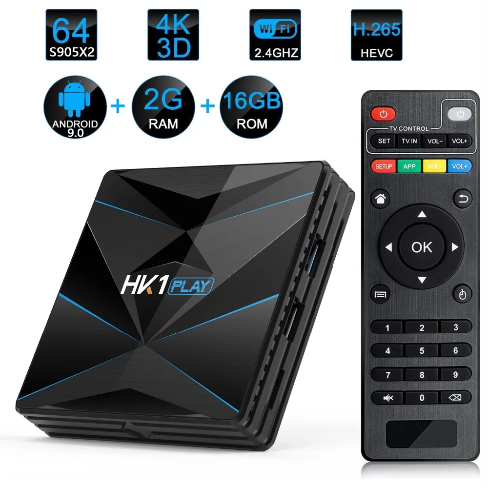 HK1 Play, 4 Гб, 128 ГБ, Android 9,0, ТВ-приставка S905X2 DDR3, 32 ГБ, двойной wifi, смарт-медиаплеер, телеприставка
